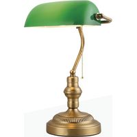 Barcelona Led – Lampe à poser vintage E27 40W – Abat-jour vert en laiton antique – Écran réglable pour bureaux et salons – Design classique