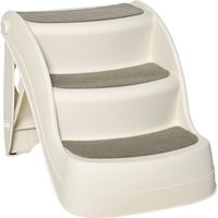 Escalera para Mascotas de 3 Peldaños Plegable Escalón para Perros Gatos para Cama Sofá 49x38x38 cm Crema
