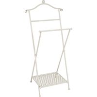 Pegane – Valet de chambre blanc cérusé en métal – Dimensions L46 x H98 x P35 cm – Accessoire moderne pour rangement vêtements