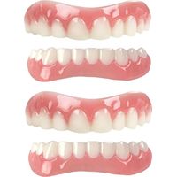 2 Pairs-Immédiat Prothèses Dentaires Cosmétiques Silicone Dentier Haut Et Bas Sourire Parfait, pour Homme Et Femme Amovible Naturel Fausse Dents Provisoire Facette