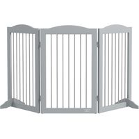 Barrera de seguridad perros escaleras puertas plegable soporte pie 154x30x80 cm Gris