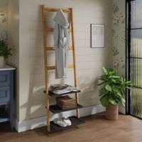 Bamboo Coat Stand and Shoe Rack, Natural & Charcoal