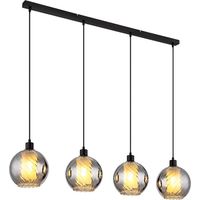 Suspension lampe suspension plafonnier boule verre noir fumé L 110 cm