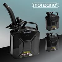 MONZANA® Bidón de Gasolina Metálico Cierre de Seguridad Homologación ONU Resistente Negro, Set a Elegir