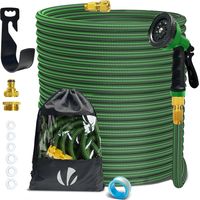Vounot – Tuyau d'arrosage extensible 45m – 10 modes de pulvérisation – 2 connecteurs laiton – Sac de rangement inclus – Anti-fuite et résistant