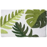 Croydex Tropical Leaf Anti Slip Bath Mat, Plush Green Bathroom Rug