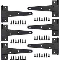 BRAVIX Heavy Door Hinge, 6 Inch Door Hinge, Black T Hinge, Stainless Steel Flat Hinge, Iron Door Hinges, Heavy Duty Hinges for Doors, Windows, Sheds