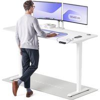 Desktronic Bureau assis debout HomePro - 180x80cm - Blanc/Blanc