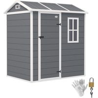 Abri de, jardin, abri de, jardin, avec sol, fenêtre, porte, verrouillable, résine plastique, imperméable, gris