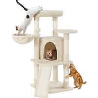 Homevive Árbol Rascador para Gatos Pequeño Altura 107cm Torre de Gatos con Plataformas Escalada Beige