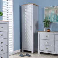 Wardrobe 1 Door Hanging Rail Wood Grey Bedroom Home Furniture Clothing Storage