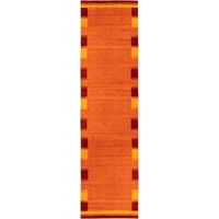 Tapis Gabbeh indien Tapis Luxo - Tapis en laine - 300x80cm, Rectangular - 100% Laine vierge - Tissé main - Rouille