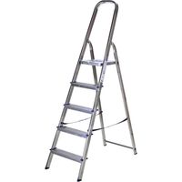 Facal Scala in Alluminio 5 Gradini - Silver con Pedana in Acciaio