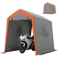Carpa garaje portátil 2,4x1,8 m impermeable puerta enrollable con cremallera ventanas UPF30+ gris claro