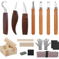 24-in-1 Wood Chisel Set - Carving Tools with 7 Knives, Gouge, Cut-Resistant Gloves - For Beginners/Professionals