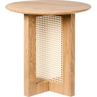 Table d'Appoint Moderne en MDF avec Base en Rotin 50 cm Meuble de Salon Marron Clair Karlo