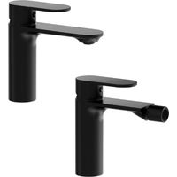 Paire de mitigeurs de lavabo Bidet sans vidage en laiton noir mat Mod. Kerry