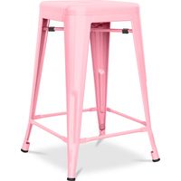 Bar Stool - Industrial Design - Matte Steel - 60cm - New edition - Stylix Pink