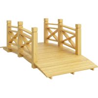 Pont de Jardin en bois Carbonisé Arqué Main Courante Sécurisée et Charge 200 kg 174 x 78 x 57.5 cm Naturel