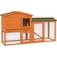 Jaula para Conejos Grande 150x45x85 cm con Techo Asfáltico Bandeja Extraíble Escalera para Exterior Natural