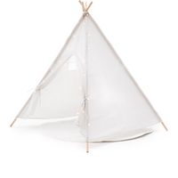Tipi Infantil Montesori Robincool Koda 120x120x150 cm Plegable Uso Interior y Exterior Fabricado en Tela Blanca Luces Alfombra