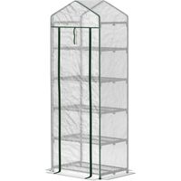 Invernadero exterior 5 estantes puerta cremallera marco acero 69x49x193 cm transparent