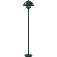 Lampada da Terra Verde Acciaio Paralume Semicircolare Interruttore a Pedale Ø30x155 cm