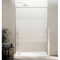 GME BASIC Mampara Frontal Ducha Corredera 1F+1C Nickel Vidrio Decorado - Medida: 155-160 cm - ref: FBNK160S