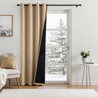 Rideau Thermique Isolant Anti Froid et Chaleur avec Doublure, Rideau de Porte Isolant Thermique Lot de 1, Double Rideaux Occultant et Thermique Epais 132x245 CM(Largeur x Hauteur), Beige