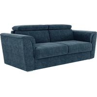 Canapé 3 places convertible express en tissu texturé bleu - Couchage à lattes larges 140 cm - Matelas 14 cm - RIZORA