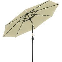 Parasol de terrasse, beige, Ø265 cm, éclairage LED, pour jardin terrasse, ombrage extérieur, jardin terrasse patio
