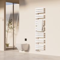 Heilmetz – Sèche-serviette eau chaude 160x40 cm – Acier inoxydable anti-corrosion – 700 W – Raccordement latéral – Design asymétrique