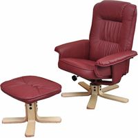 Fauteuil relax /de relaxation M56 avec pouf, simili-cuir, bordeaux
