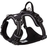 Harnais pour Chien No Pull Nylon Souple Réfléchissant Réglable pour Petit Grand Animal Domestique (S, Noir)