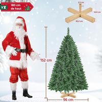 Sapin de Noël Artificiel 152 cm avec 437 Branches, Résistant au Feu, Support Métallique avec Veinures en Bois de Sapin Inclus, Décoration de Noël Fête