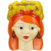 Cache-pot d'intérieur original en dolomite jaune - Pot de fleurs fait main - Ø 19,5 x 24,5 cm - PANGIVO