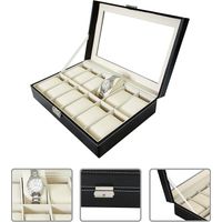 Skecten Caja de reloj para 12 caja de almacenamiento Caja de almacenamiento de relojes para relojes y joyas