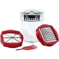 Pommes-Schneider, Kartoffelchips-Schneider mit 2 Schneidklingen und 1 Bürste, Pommes-Schneider, Schnellschneider, Apfelentkerner, Kartoffelschneider für Gurken und Karotten, Gemüseschneider, einfach z