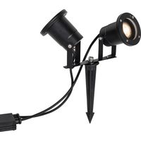 Qazqa – Projecteur de jardin noir 2 lumières IP65 – Câble et prise inclus – Longueur 23 cm – Éclairage extérieur pour arbres et statues