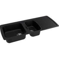 Carea Cuisine & Bain – Évier à encastrer Vénus 2 bacs – Carealith® résistant aux chocs et à la chaleur – 119x50x20 cm – Livré avec accessoires