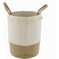 Cesto Portabiancheria Sporca In Corda Intrecciata Borsa Con Manici 35x45cm 10657