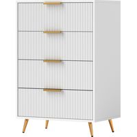 Cómoda 4 cajones frentes ondulados antivuelco 60x40x90 cm blanco