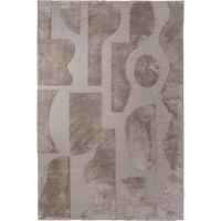 Tapis salon et chambre en laine 140x200 beige rectangle tufté motif géométrique MURAL