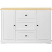 Buffet moderne blanc, 3 tiroirs, portes type frigo, salon/salle à manger
