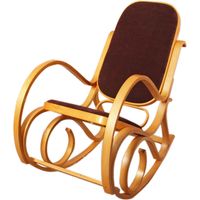 Fauteuil à bascule Tokyo imitation chêne tissu marron