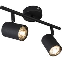 Qazqa – Plafonnier noir rustique 3 lumières – Éclairage intérieur 36 cm – Compatible ampoules GU10 – Luminosité variable pour salon, chambre, cuisine
