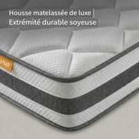 Matelas Ressorts Ensachés 140x190 cm, Mousse à Froid 7 Zones, Certifié Oeko-Tex, Épaisseur 25cm