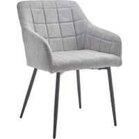 Home Heavenly® - Pack 2 sillas FREYA, diseño envolvente, tapizadas en tela con patas metálicas estilo nórdico. Color: Gris jaspeado
