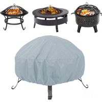 Housse de protection pour brasero rond, imperméable, coupe-vent, résistante aux UV, en tissu Oxford 210D (diamètre 122 x hauteur 46 cm), grise