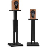 2 x Supports de Haut-Parleurs, 65-85 cm Hauteur Réglable, 20 kg Max, Supports de Sol en Bois pour Enceintes Satellites, Pieds d'enceintes Universels, Base Solide Anti-Vibration, Noir